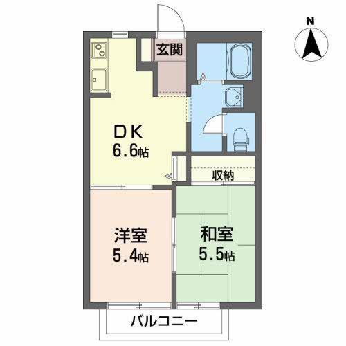 サンクスF(2DK/2階)の間取り写真