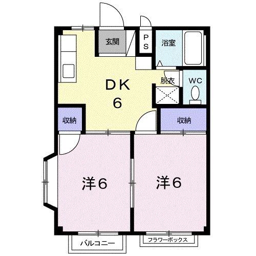 シティハイツ藤(2DK/2階)の間取り写真