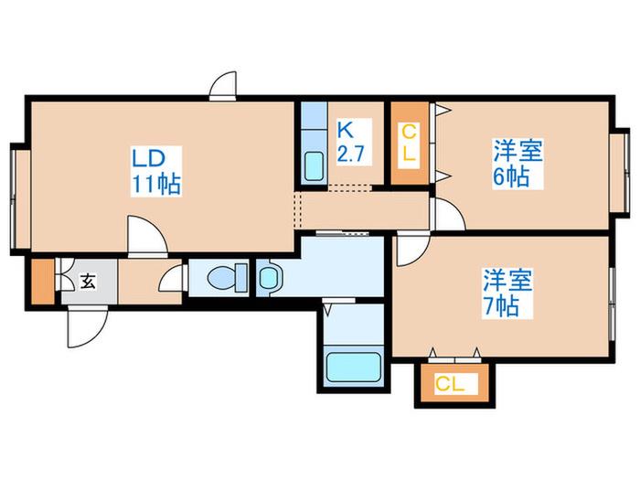 ZERMATT(2LDK/3階)の間取り写真
