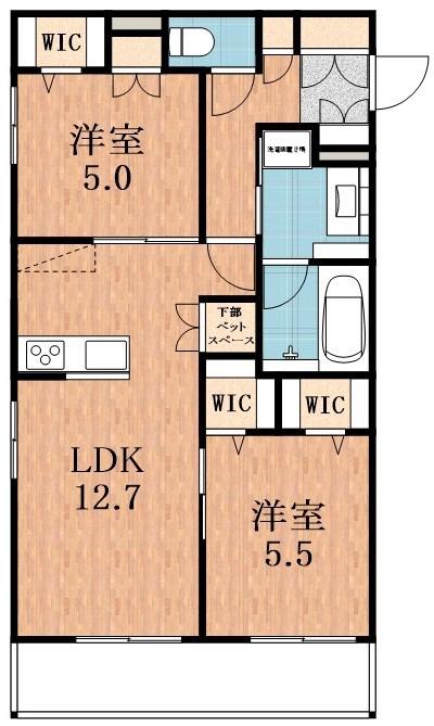 & FUMINOSATO(2LDK/1階)の間取り写真