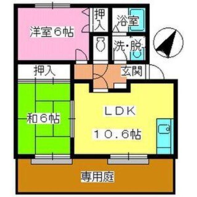 ラヴィタ城南(2LDK/1階)の間取り写真