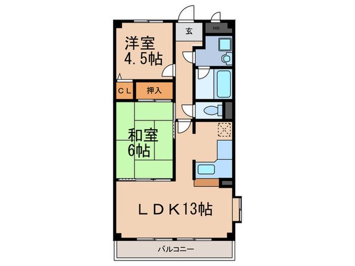 グリーンハウス大石(2LDK/3階)の間取り写真