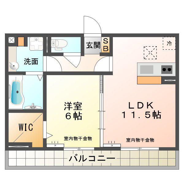 スルモン エトワルII(1LDK/3階)の間取り写真