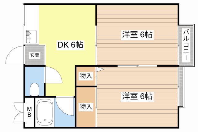 メゾン本篠(2DK/2階)の間取り写真