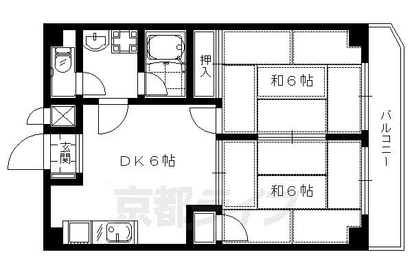 シャロム伏見(2DK/2階)の間取り写真