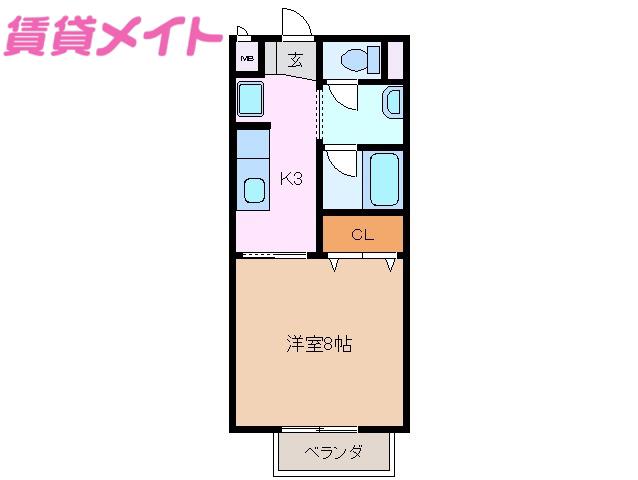SURPLUSONE銀河B(1K/1階)の間取り写真