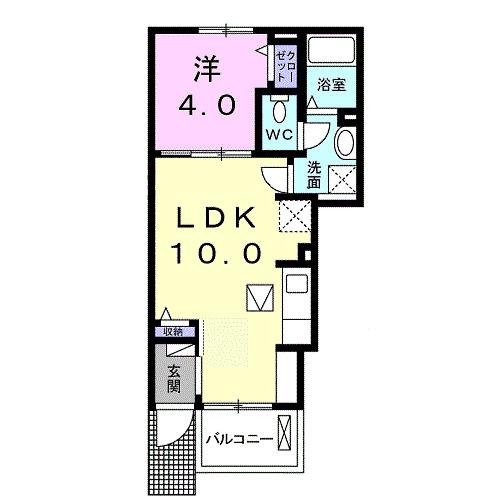 フレール与野本町七番館(1LDK/1階)の間取り写真