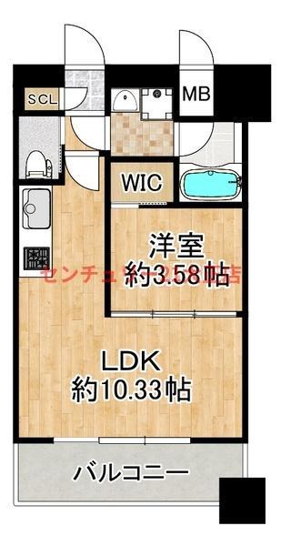 プレジオ弁天町EURO(1LDK/9階)の間取り写真