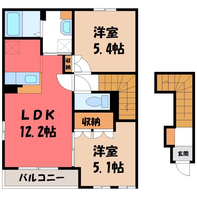 ＪＲ高崎線 深谷駅 徒歩18分 2階建 築16年(2LDK/2階)の間取り写真