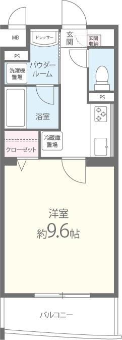 GRANDIR服部(1K/1階)の間取り写真