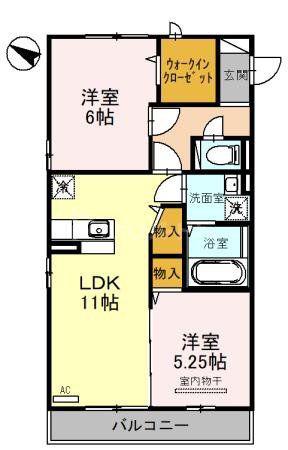 ウィスタリアG(2LDK/2階)の間取り写真