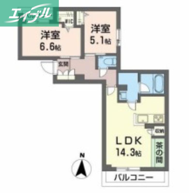 ポーラスターNH(2LDK/3階)の間取り写真