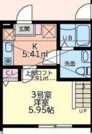 ルミエールさがみ野(1K/2階)の間取り写真