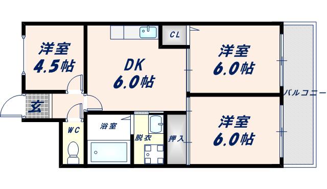 マジュールメゾン(3DK/6階)の間取り写真