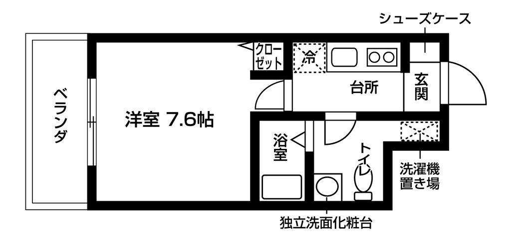 パレスコートU鳥越(1K/2階)の間取り写真