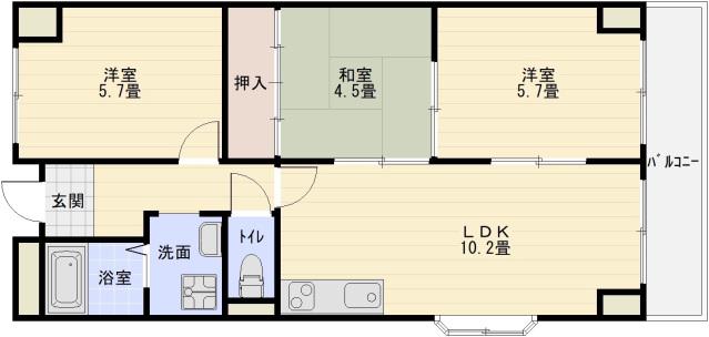 エクシード国分(3LDK/7階)の間取り写真