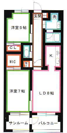 アンソレイユ吉祥寺(2LDK/3階)の間取り写真