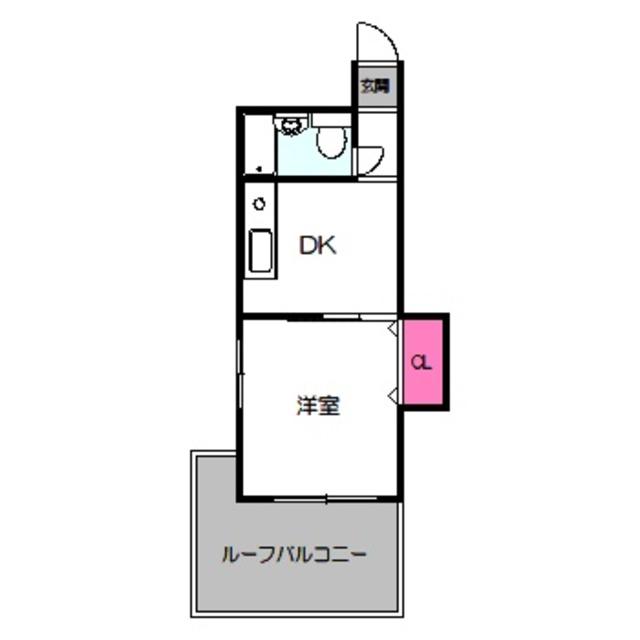 リアン中央(1DK/2階)の間取り写真