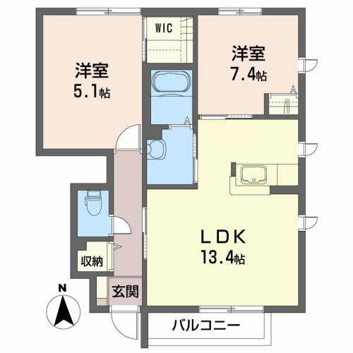 リオ・ガーデンB(2LDK/1階)の間取り写真