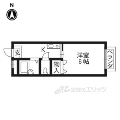 クレッセント(1K/1階)の間取り写真