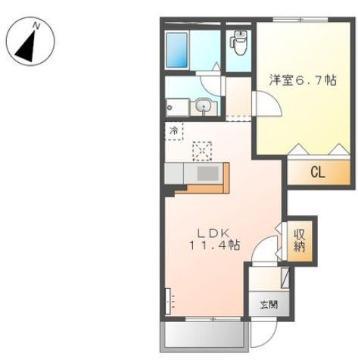グランルージュ(1LDK/1階)の間取り写真