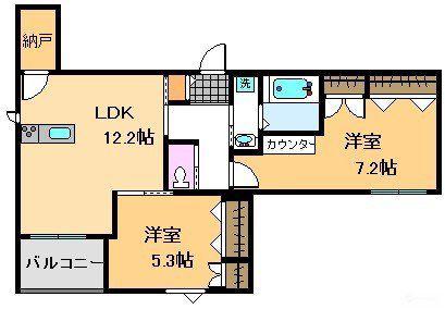 MIDGAR壱番館(2LDK/1階)の間取り写真