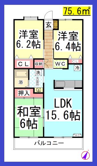 DL ハイビジョン (3LDK/2階)の間取り写真