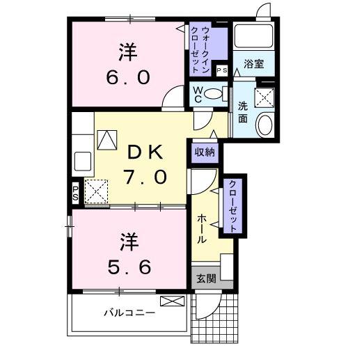 グリーンハウス B(1LDK/1階)の間取り写真
