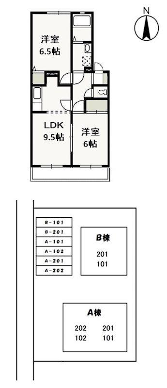 エトワール中井A(2LDK/1階)の間取り写真