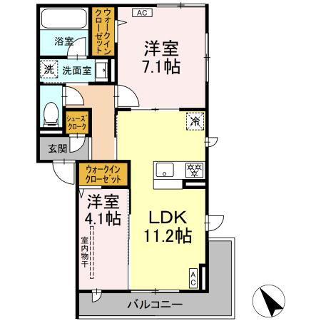 MAHALOAINA(2LDK/2階)の間取り写真