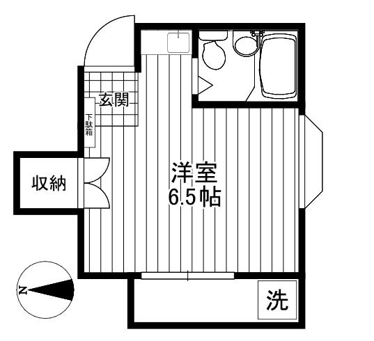 クゥインテット(ワンルーム/2階)の間取り写真