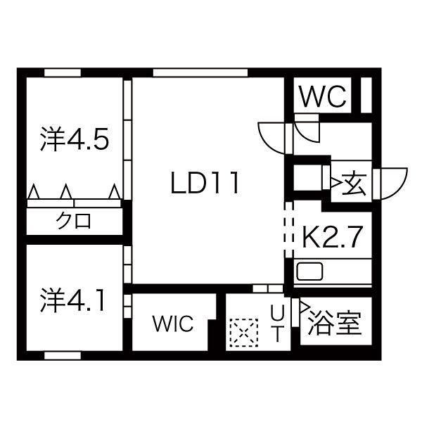 PROGRESS元町II(2LDK/1階)の間取り写真