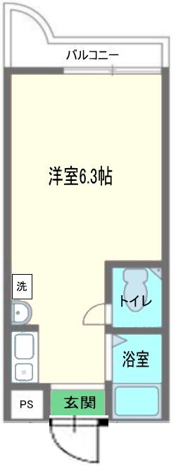 グリーンコート(ワンルーム/2階)の間取り写真