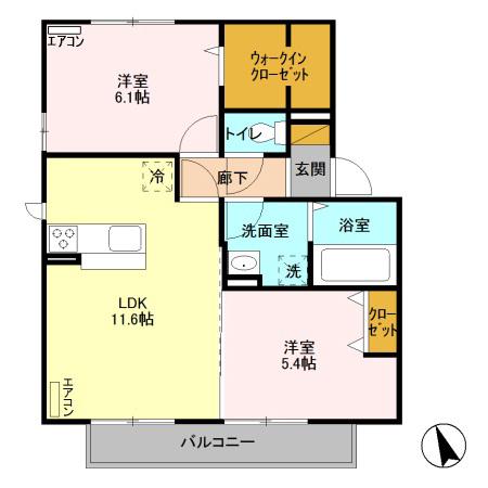 LEHUITD 2LDK(2LDK/2階)の間取り写真