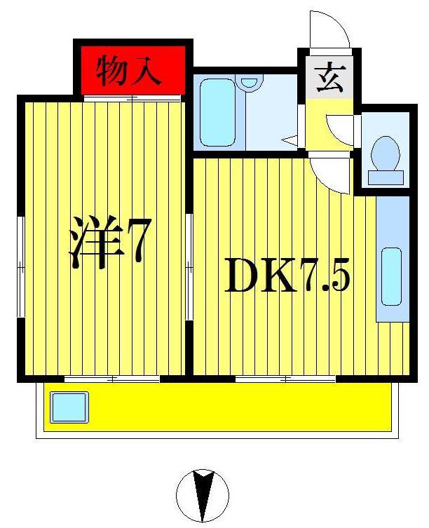 第一ファミールビル(1DK/5階)の間取り写真