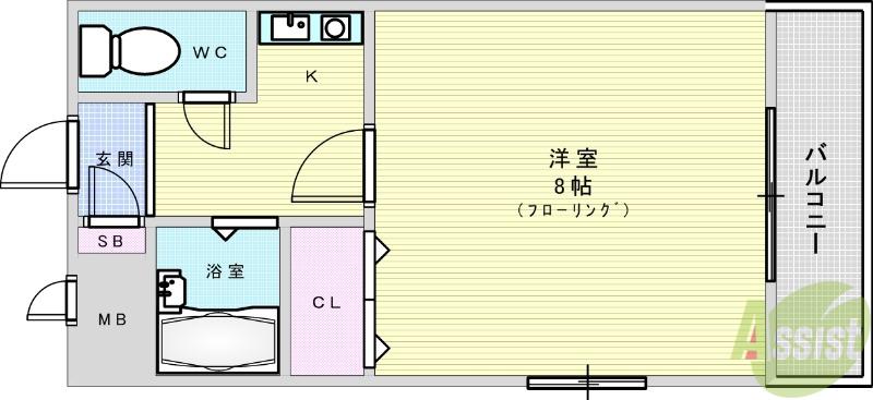 ソルフェリセス(ワンルーム/3階)の間取り写真