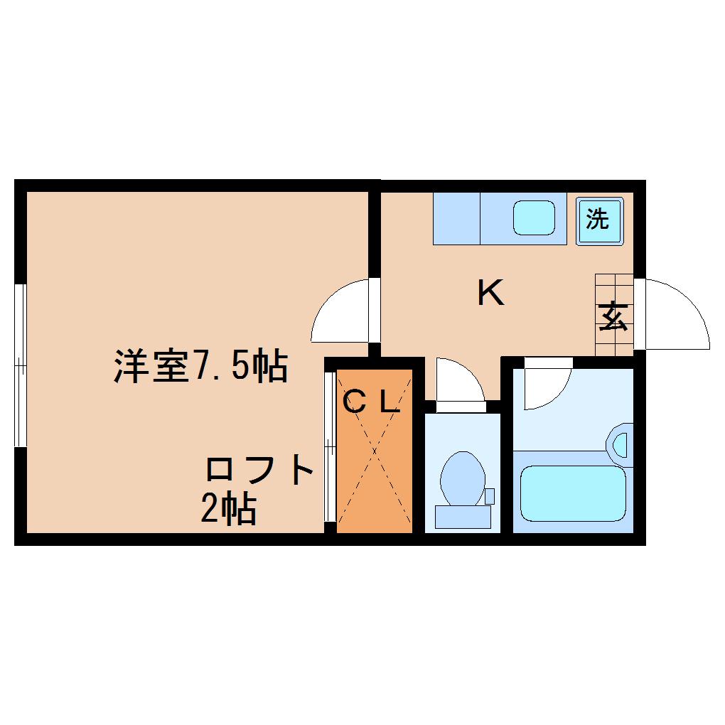 エクシア仙台(1K/2階)の間取り写真