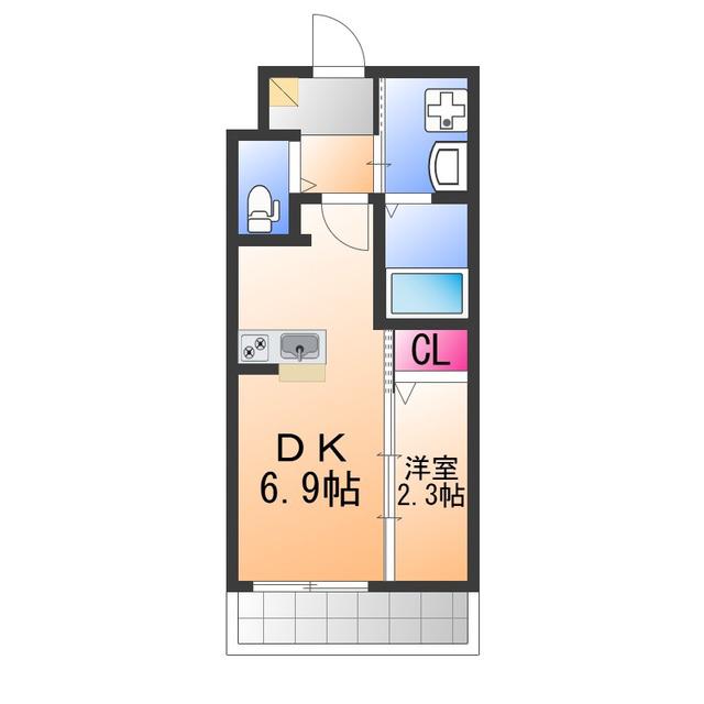 アルモカーサ三国ヶ丘(1LDK/1階)の間取り写真