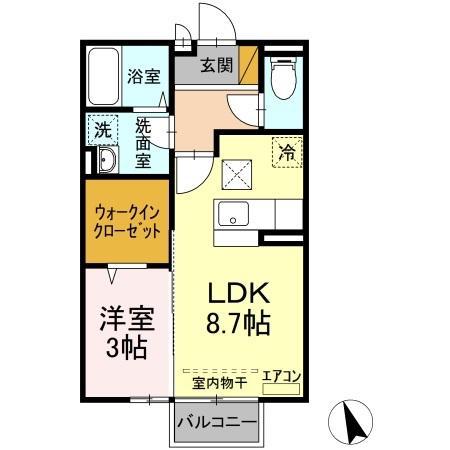 グランドソレーユY(1LDK/1階)の間取り写真