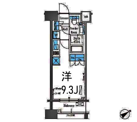 パークアクシス横浜山下町(ワンルーム/7階)の間取り写真