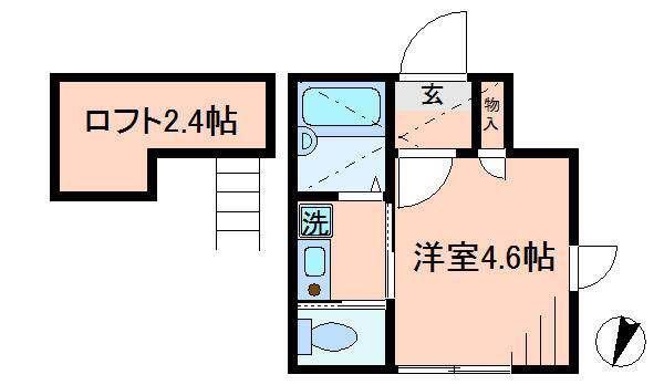 ベルエステート東十条(1K/2階)の間取り写真