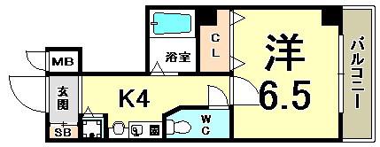 ロイヤルヒル神戸三ノ宮II(1K/2階)の間取り写真