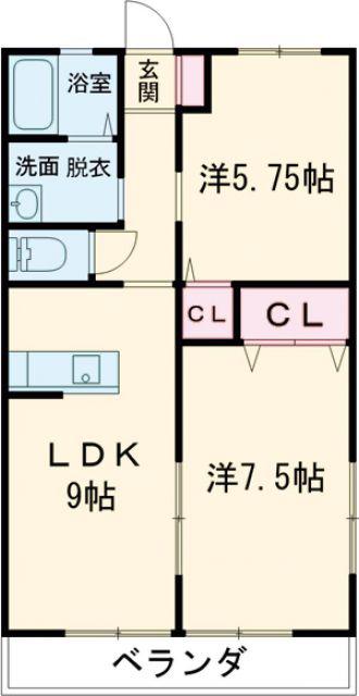 レトアミールA(2LDK/2階)の間取り写真