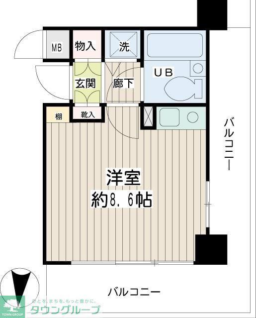 鶴見東パークホームズ(ワンルーム/5階)の間取り写真