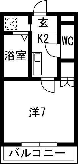 内山ハイライズ(1K/7階)の間取り写真