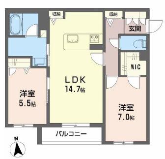 SHAMAISON ALFLAT(2LDK/3階)の間取り写真