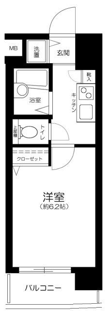 パークウェル大井町(1K/4階)の間取り写真