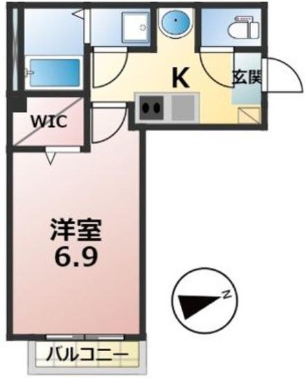 アンビエンテ西所沢(1K/3階)の間取り写真