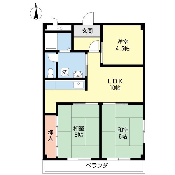 武山ハイツ(3LDK/1階)の間取り写真