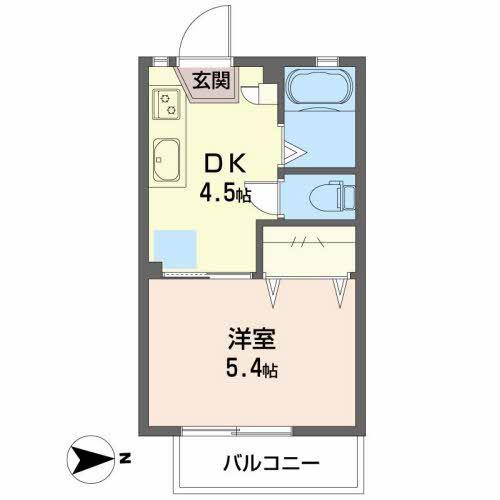 フラワー宮前(1DK/1階)の間取り写真